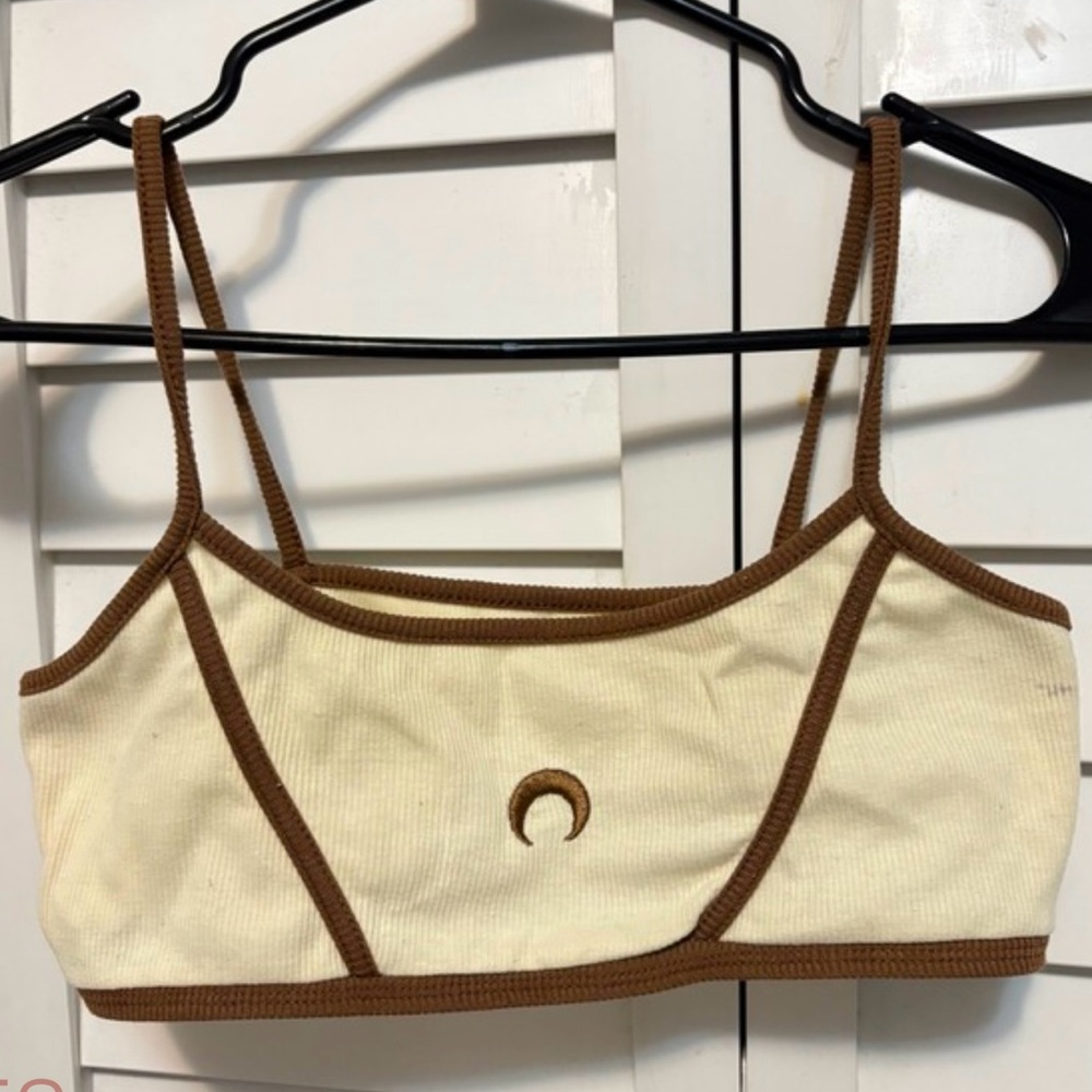 Cream and Brown Crop Top